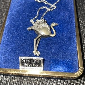 Vintage Flamingo Silver Tone with sterling silver Necklace 18 Inches rare finds